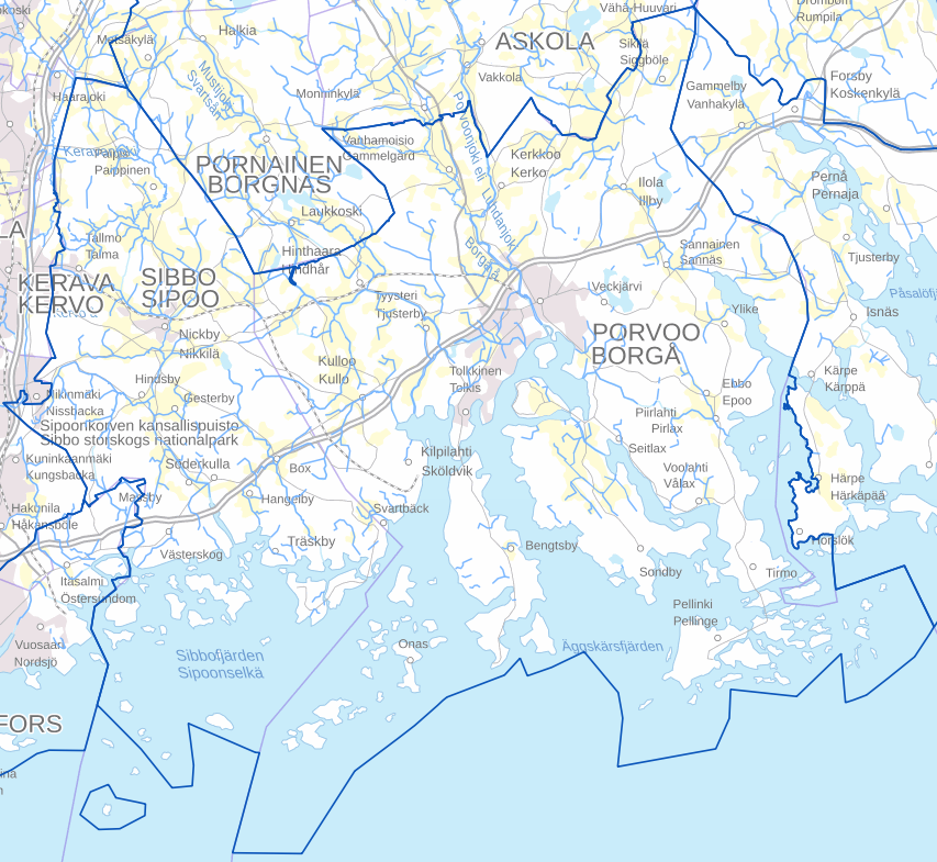 Map of Porvoo-Sipoon fisheries region